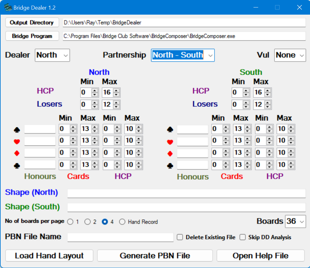 Bridge Dealer dialog panel