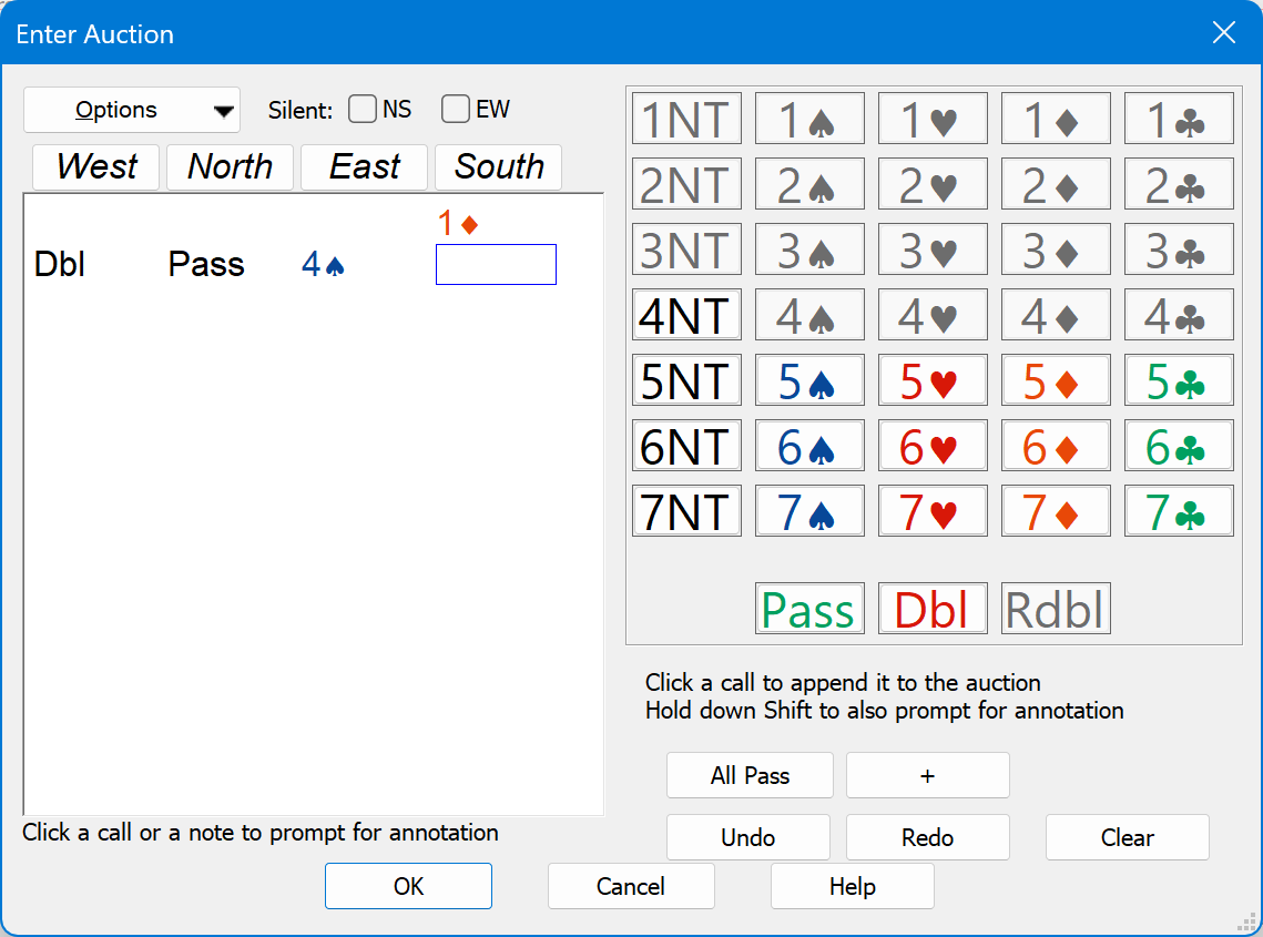 Enter Auction dialog
